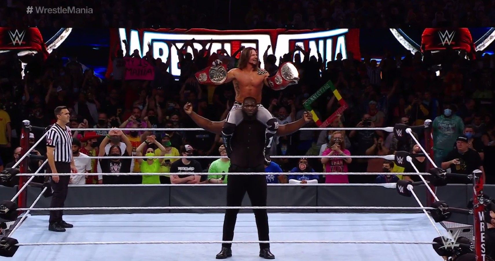 AJ Styles And Omos Win Tag Team Gold At WrestleMania 37